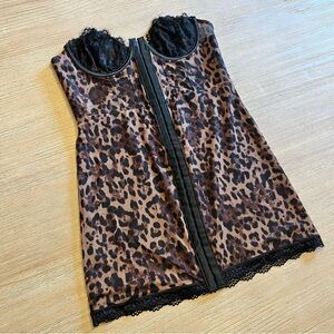 Dolls Kill Leopard Print Corset Dress — Strapless Short Fitted Dress